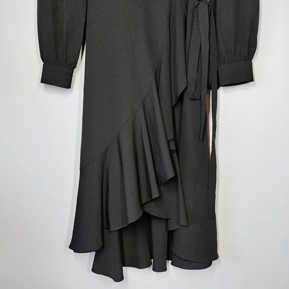 Yumi Kim Casanova Long Sleeve Wrap Dress Black Formal Cocktail Wedding Guest XS - Picture 3 of 15
